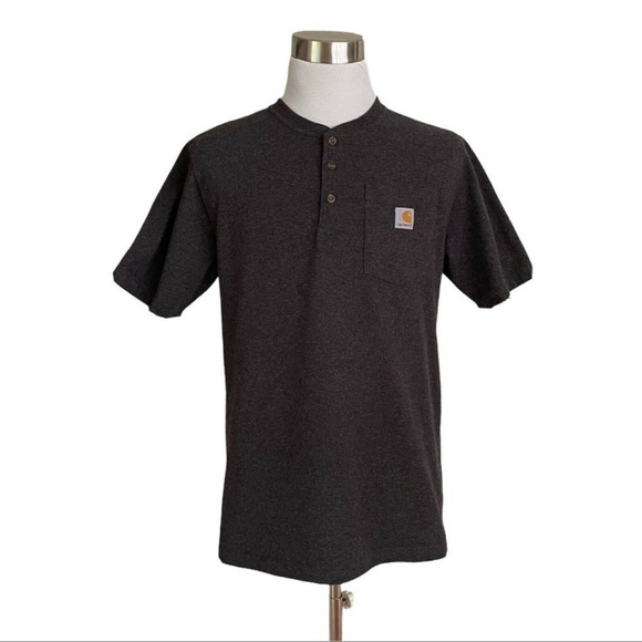 Carhartt Men's relaxed Fit Heavyweight Short-Sleeve Pocket Henley T-Shirt - Picture 2 of 7